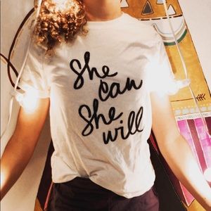 “She can she will” Embroidered target shirt